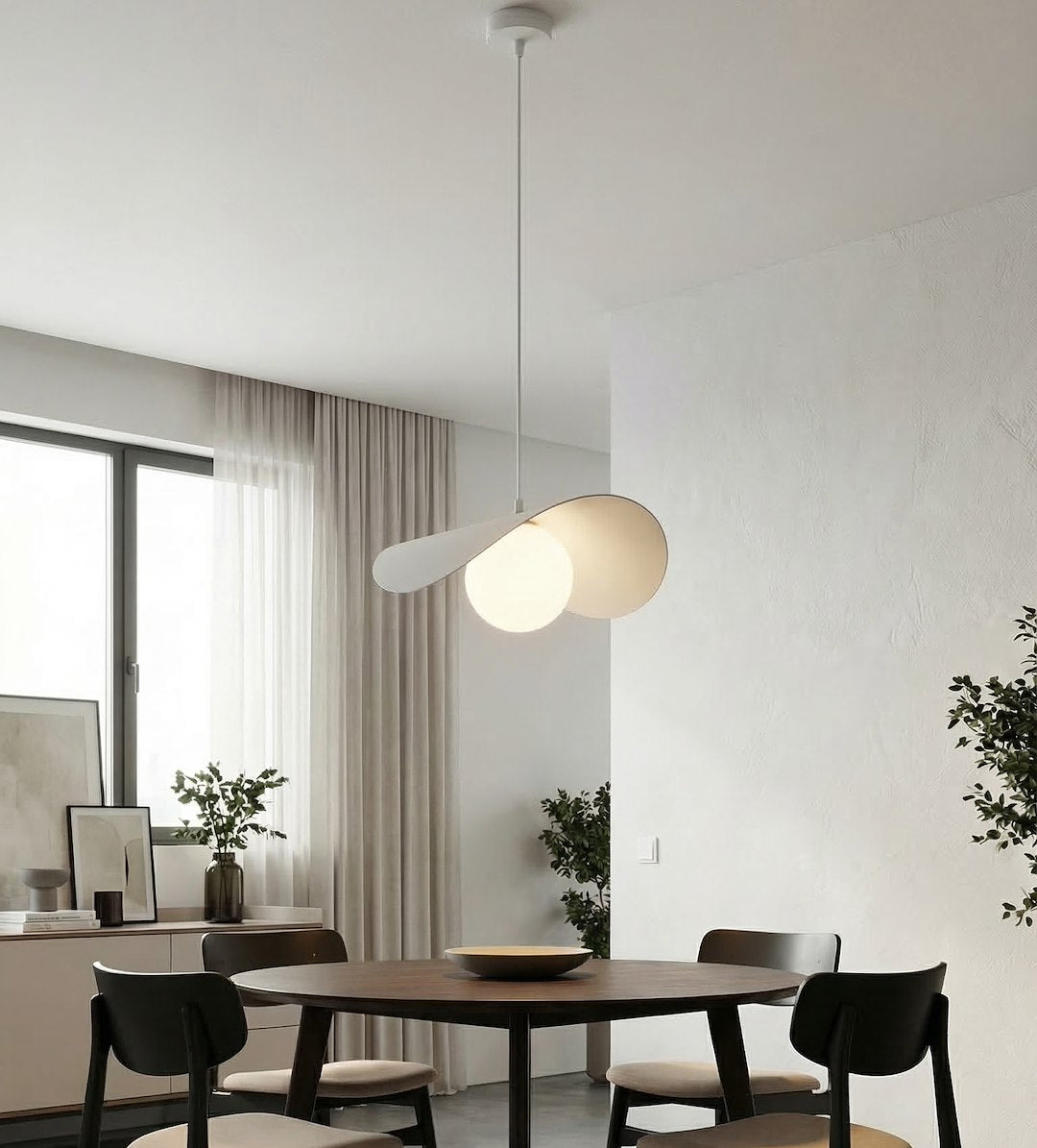 Hanglamp gepoedercoat staal en glas modern Ritual, wit – 30 x 30 cm, voor woonkamer, slaapkamer en eetruimte