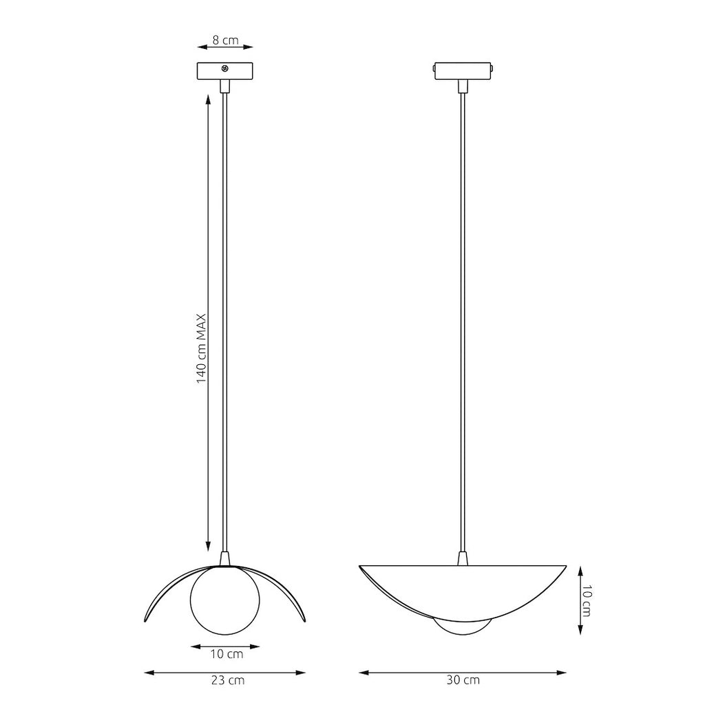 Hanglamp gepoedercoat staal en glas Ritueel, modern, mokka, Ø 30 cm, 1 fitting G9, voor eettafel of woonkamer