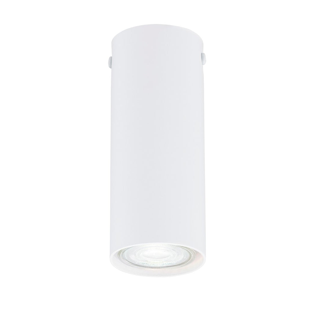 Witte cilindrische plafondlamp met GU10-spot aan de onderkant