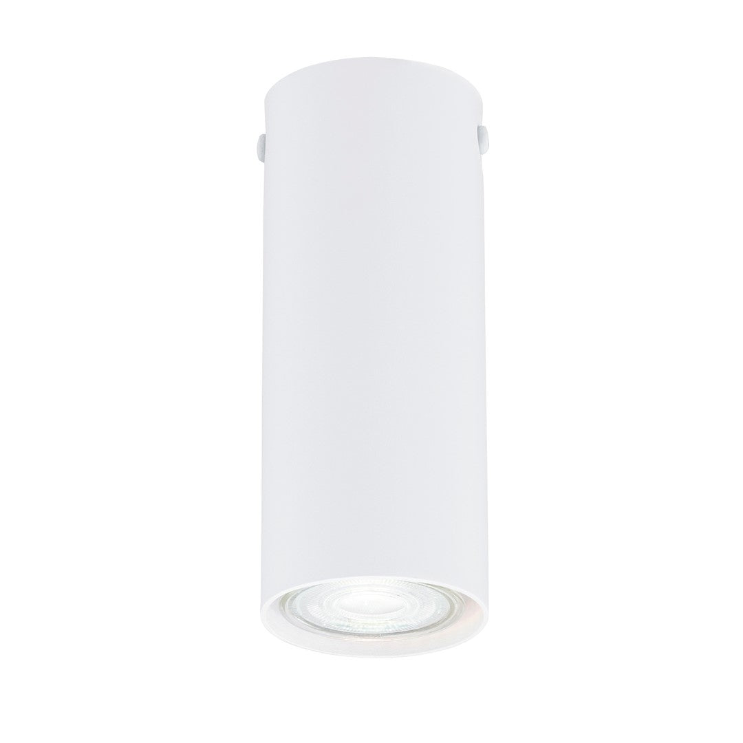 Witte cilindrische plafondlamp met GU10-spot aan de onderkant