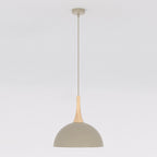 Hanglamp gepoedercoat staal en hout Scandinavisch beige Nautica 30 cm, 1 fitting, woonkamer en eetkamer