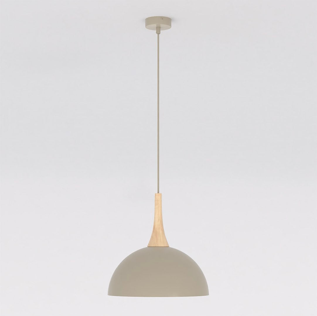 Hanglamp gepoedercoat staal en hout Scandinavisch beige Nautica 30 cm, 1 fitting, woonkamer en eetkamer