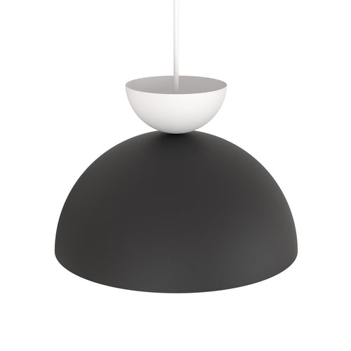 Hanglamp gepoedercoat staal industrieel Lunaro zwart met wit, Ø 30 cm, verstelbaar voor eettafel en woonkamer