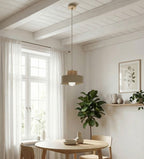 Hanglamp gepoedercoat staal en hout Scandinavisch Kivi beige Ø 20 cm voor woonkamer en eetkamer