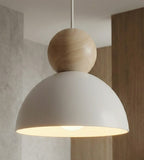 Hanglamp Kaki staal met hout Scandinavisch wit Ø 18 cm, verstelbare hoogte, 1 fitting E27