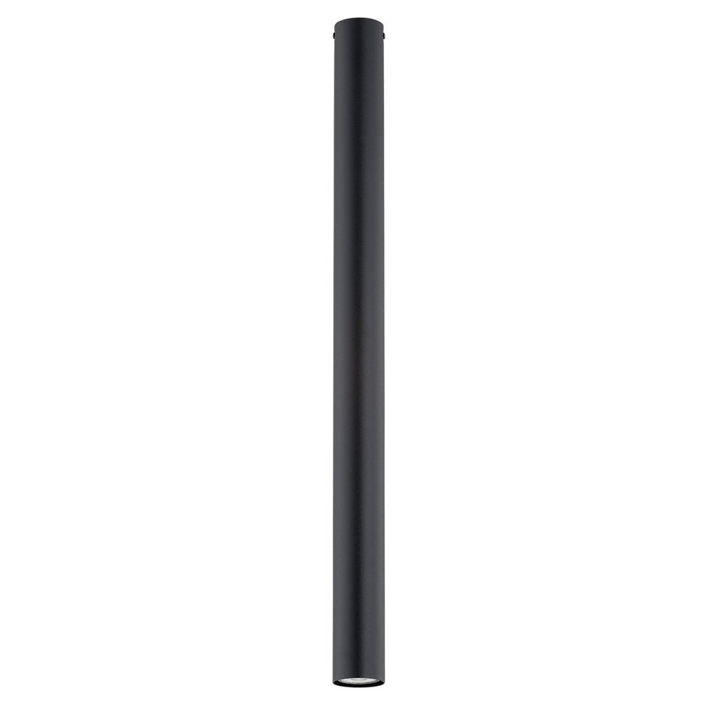 Plafondlamp gepoedercoat staal Tecno, minimalistisch, zwart, Ø 6 x 80 cm, 1 fitting, voor woonkamer en gang