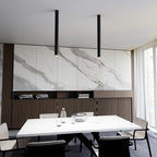 Plafondlamp gepoedercoat staal Tecno, minimalistisch, zwart, Ø 6 x 80 cm, 1 fitting, voor woonkamer en gang