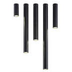 Plafondlamp gepoedercoat staal Tecno, minimalistisch, zwart, Ø 6 x 80 cm, 1 fitting, voor woonkamer en gang