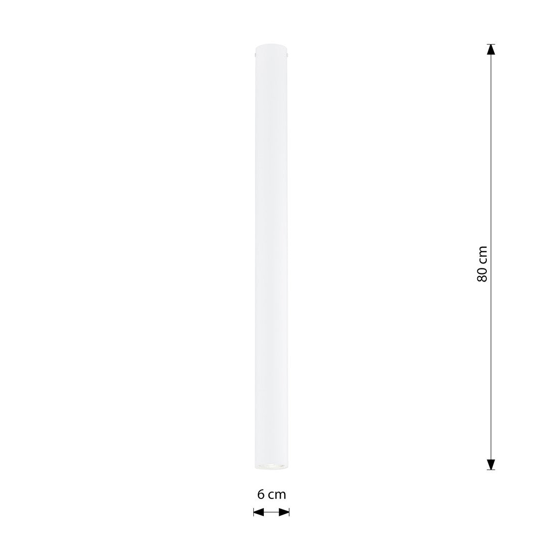 Plafondlamp gepoedercoat staal Tecno minimalistisch wit Ø 6 x 80 cm, voor woonkamer, gang en keuken