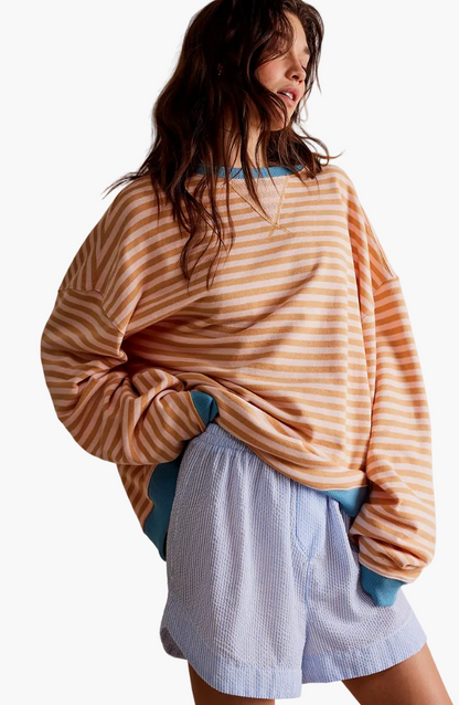 Damen Oversize Streifenpullover – Moderner Freizeitlook, Bequemer Style für Alltag & Freizeit