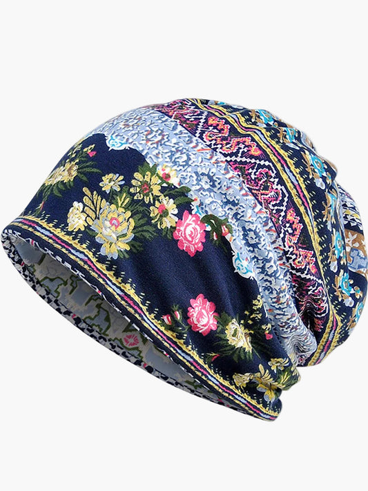 Damen Beanie Mütze mit Blumenmuster – Modischer Slouch-Style für Alltag, Freizeit & Outdoor