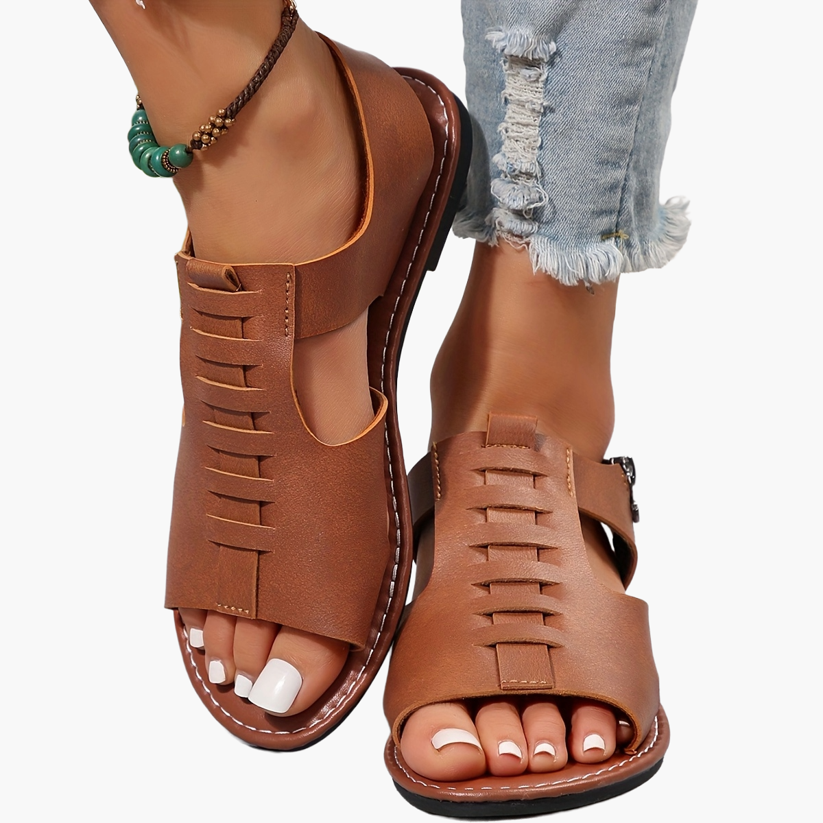 Damen Sommer-Sandalen mit Reißverschluss und offener Spitze – Stilvolle Freizeitschuhe für Alltag & Urlaub