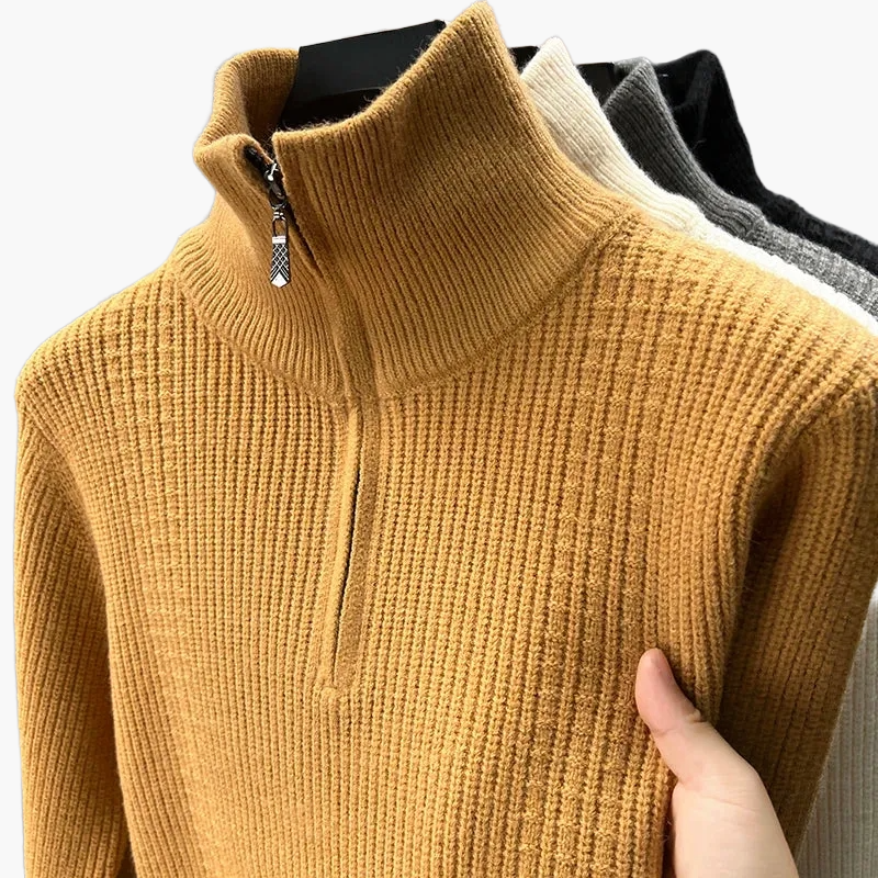 Women's half-zip knit sweater – fashionable autumn winter casual sweater