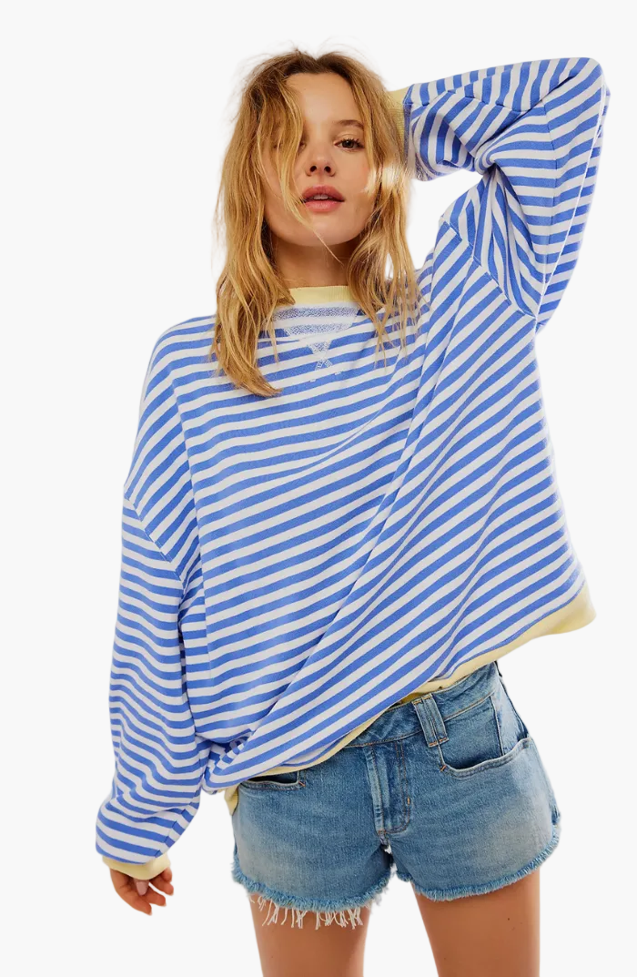Damen Oversize Streifenpullover – Moderner Freizeitlook, Bequemer Style für Alltag & Freizeit