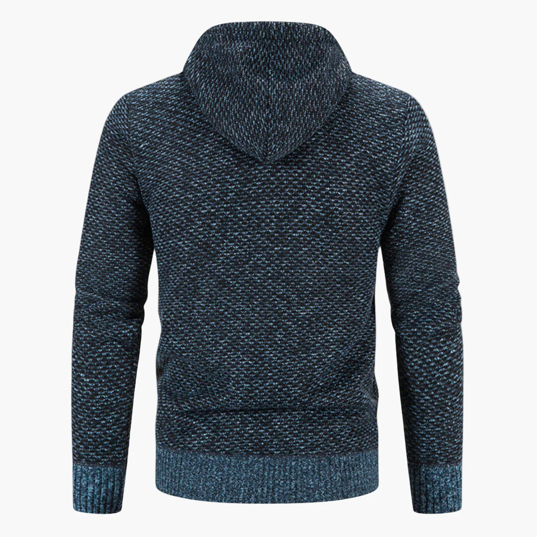 Men's knitted hooded jacket for autumn & winter – warm casual hoodie with zipper