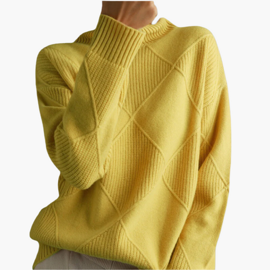 Damen Strickpullover mit Rautenmuster – Moderner Komfort für Alltag und Freizeit