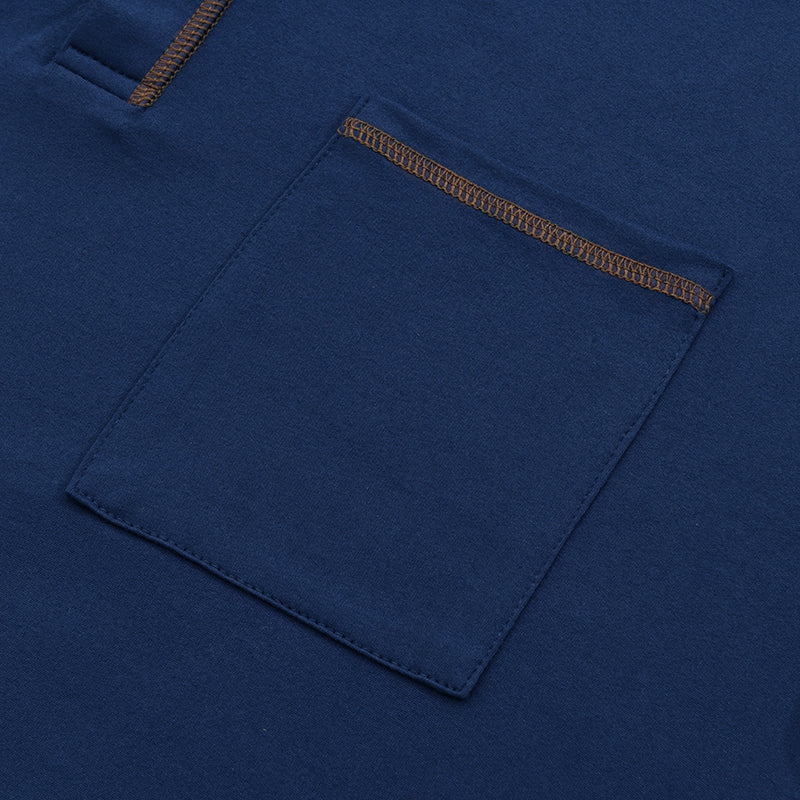 Men's Henley Shirt with Chest Pocket – Modern Casual Shirt with Contrasting Seams and Button Placket, Stylish for Everyday and Leisure