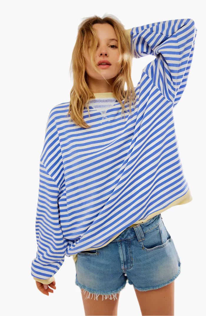 Damen Oversized Streifenpullover für Herbst – Lässiger, gemütlicher Sweater für Alltag & Freizeit
