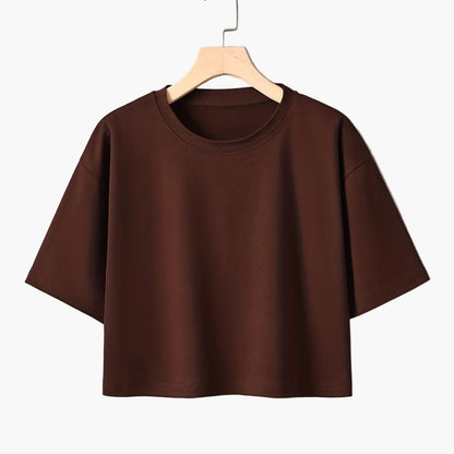 Women's Cropped Short-Sleeve T-Shirt, Casual, Perfect for Summer