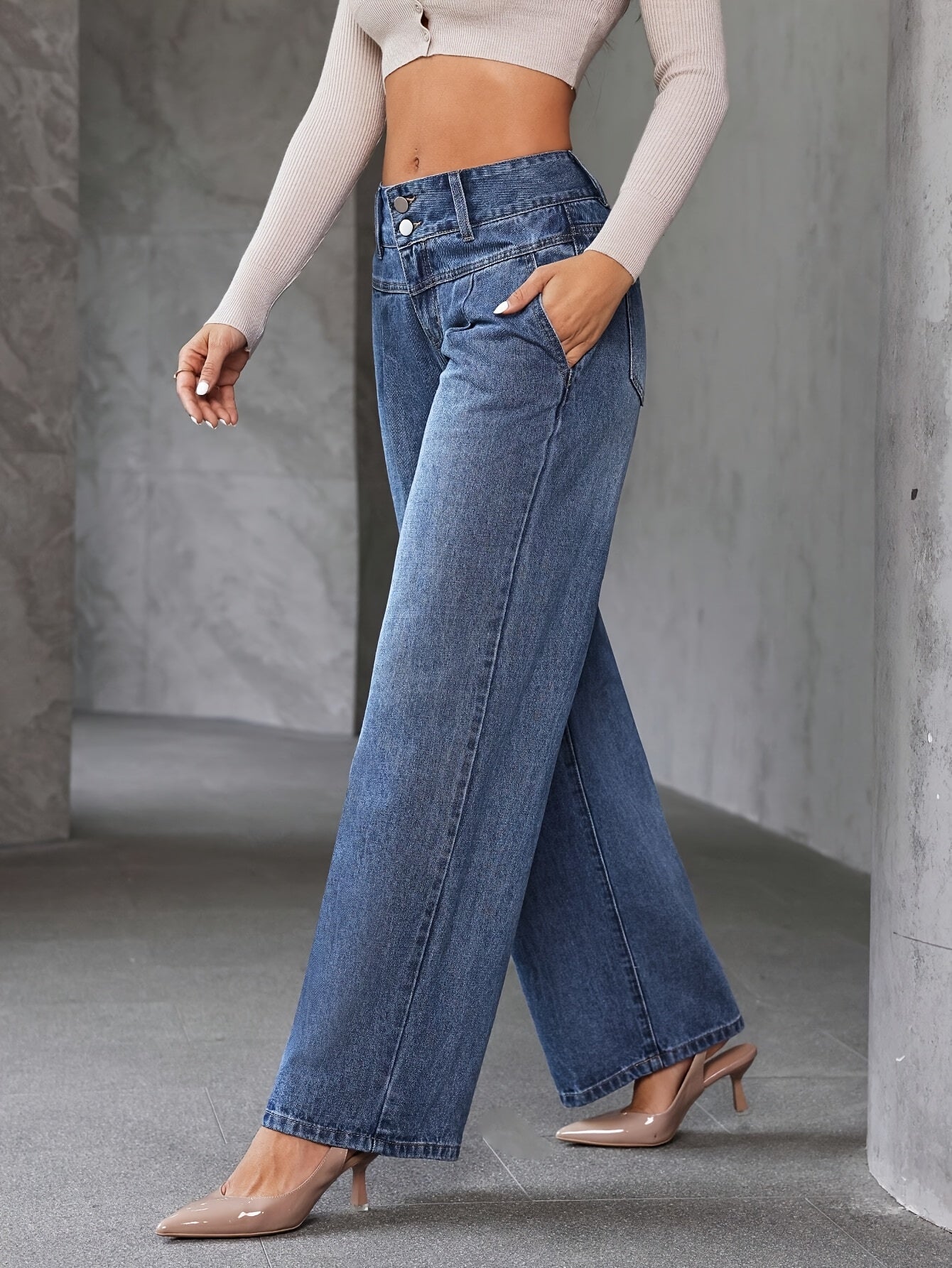 Women's High Waist Wide Leg Jeans – Fashionable Flared Pants for Everyday and Leisure