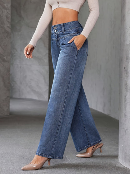 Women's High Waist Wide Leg Jeans – Fashionable Flared Pants for Everyday and Leisure