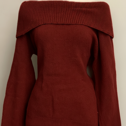 Women's off-the-shoulder knit sweater with a scoop neckline – Multiple colors