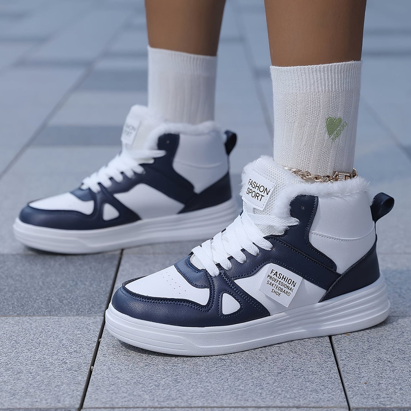 Unisex winter high-top sneakers with lining – warmly lined casual shoes