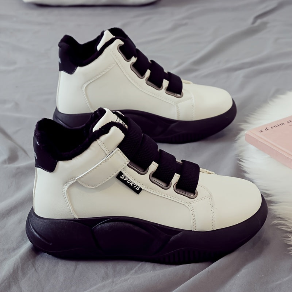 Women's high-top sneakers with hook-and-loop closure and lining