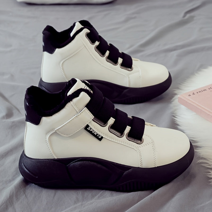 Women's high-top sneakers with hook-and-loop closure and lining