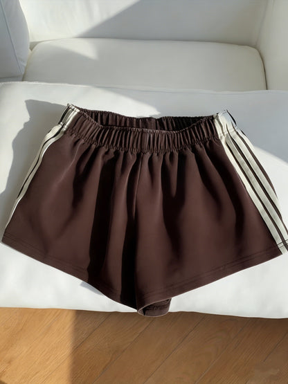 Women's Sport Shorts with Stripes – Casual Running Shorts for Leisure and Fitness