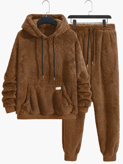 Men's Teddy Lounge Set Hoodie & Sweatpants – Cozy Leisure Outfit for Home & Everyday Use