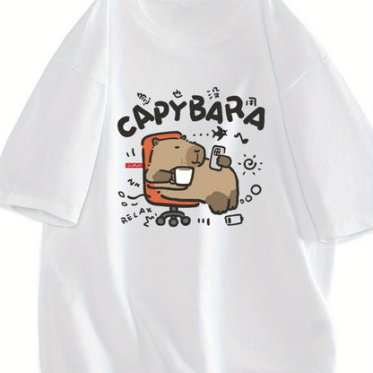 Men's T-Shirt with Capybara Print – Funny Design for Leisure and Everyday Wear