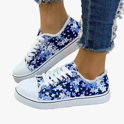 Damen Sneaker Freizeitmode mit Blumenmuster – Bequeme Alltagsschuhe für stilbewusste Frauen