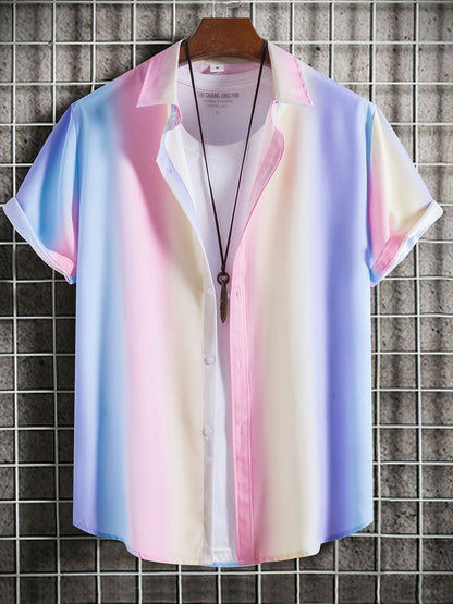 Men's Short-Sleeve Casual Shirt with Shell Motif – Modern Resort Shirt for Beach & Vacation