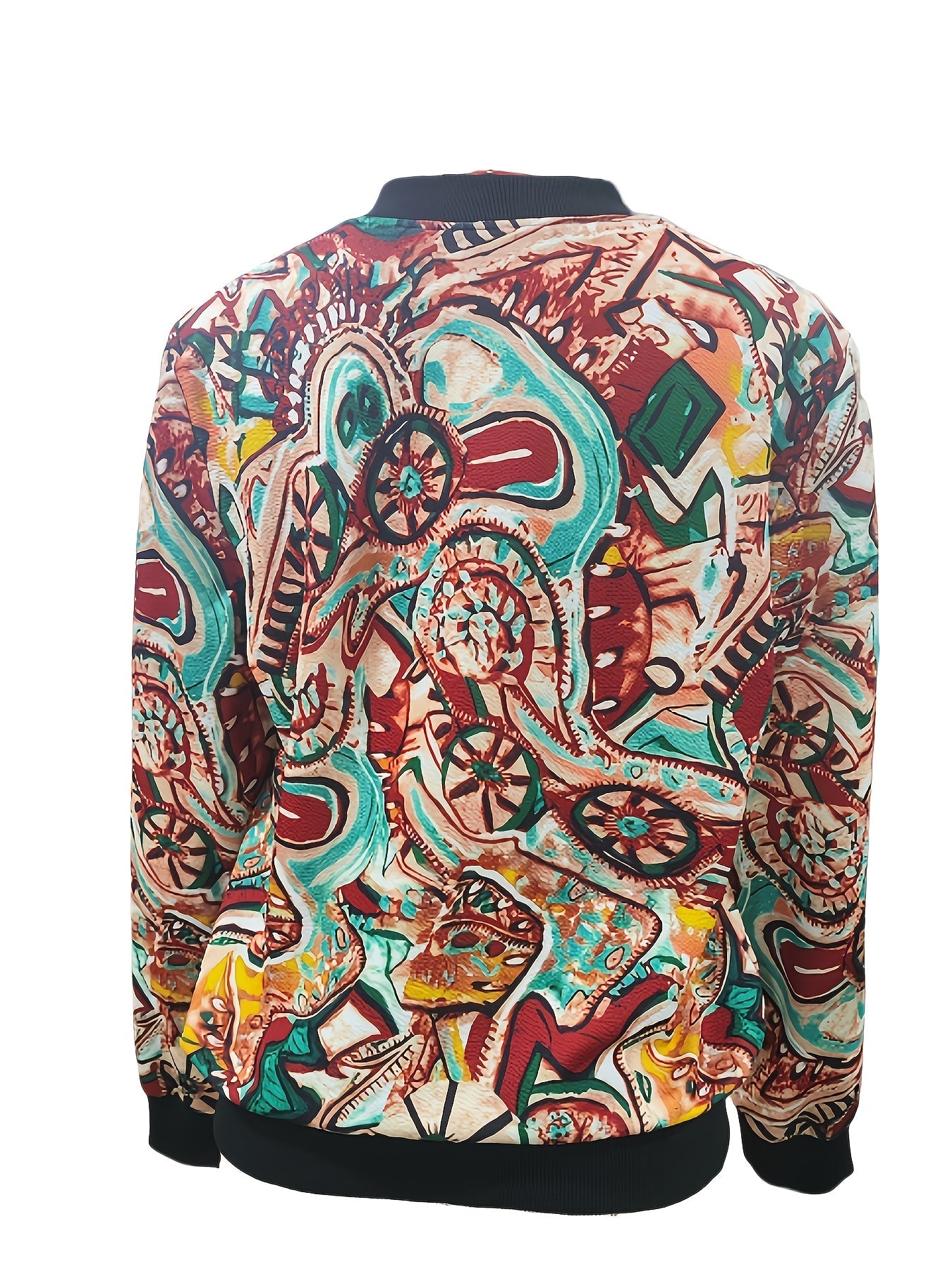 Women's bomber jacket with cartoon print for leisure and vacation