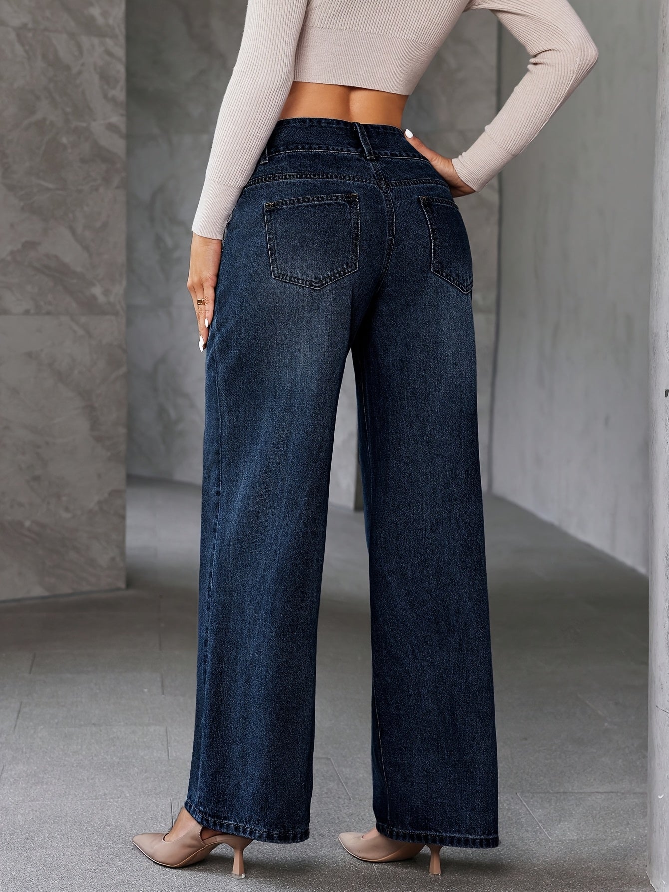 Women's High Waist Wide Leg Jeans – Fashionable Flared Pants for Everyday and Leisure
