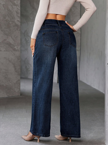 Women's High Waist Wide Leg Jeans – Fashionable Flared Pants for Everyday and Leisure