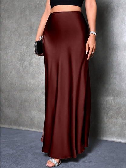 Women's Elegant Maxi Skirt for Evening & Occasion, High Waist, Flared Cut