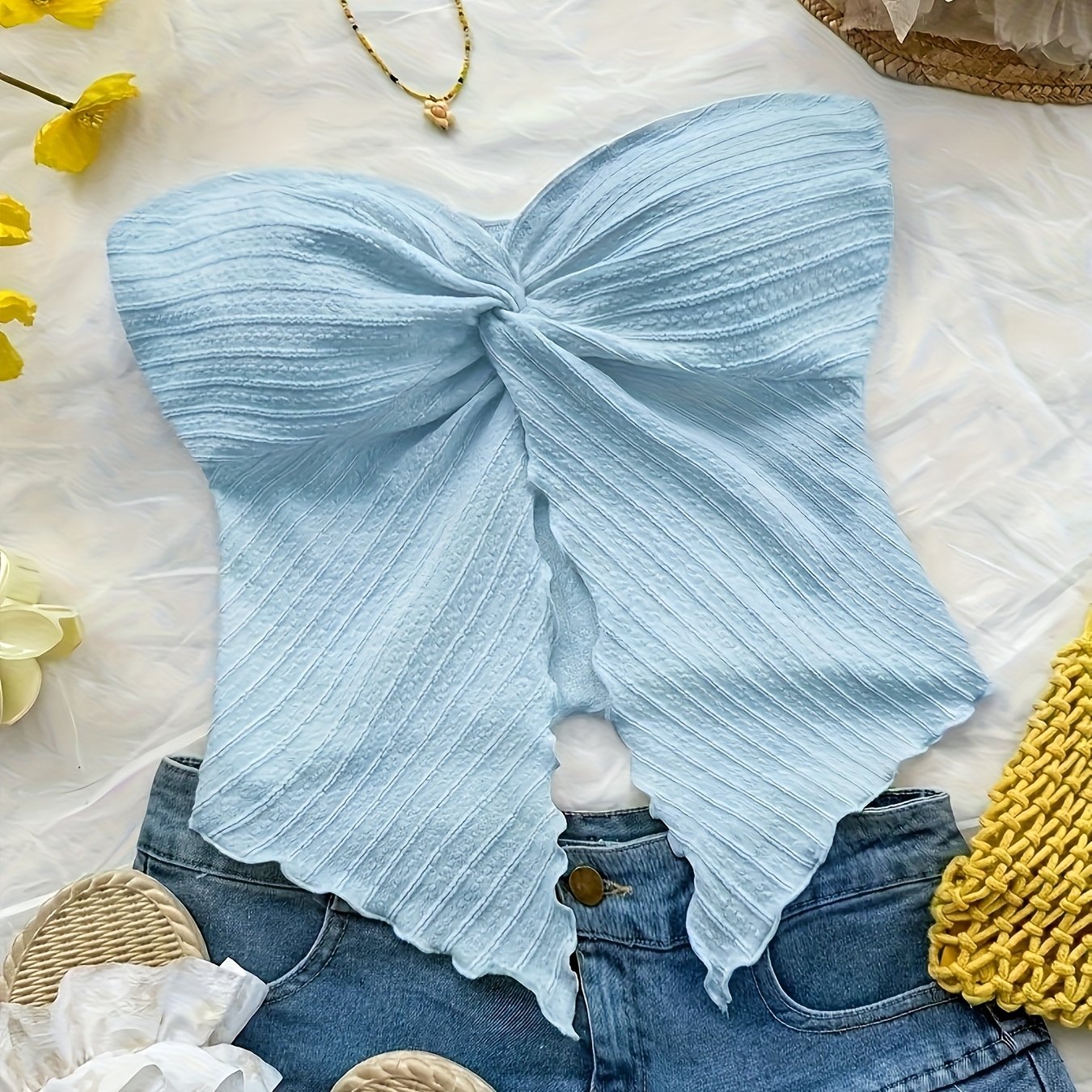 Women's Bandeau Top Bow Look Summer Party Casual