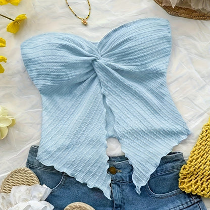 Women's Bandeau Top Bow Look Summer Party Casual
