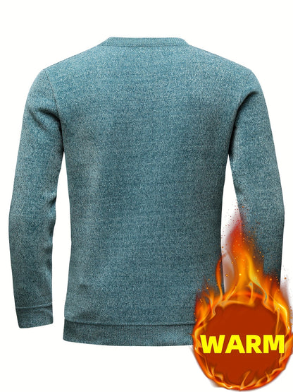Herren Rundhalspullover Strickoptik mit Streifen und Strukturmuster