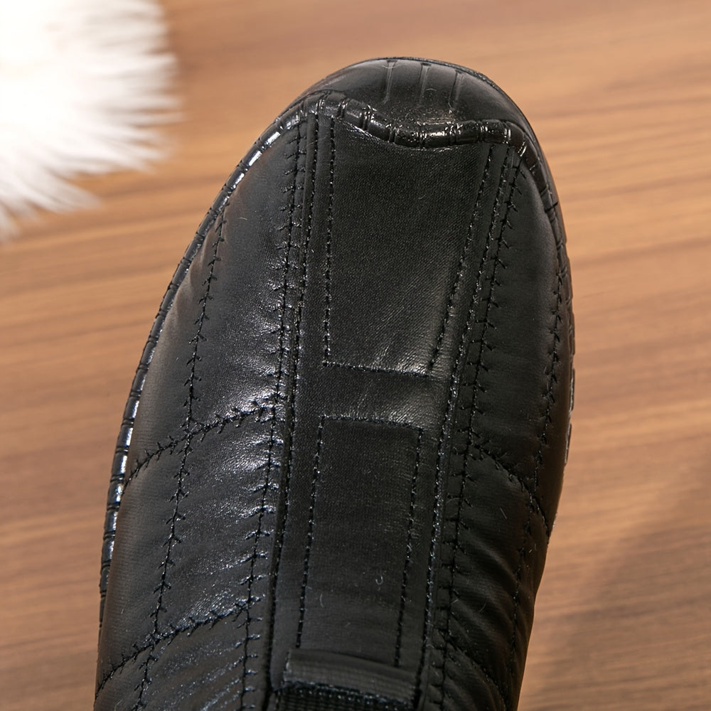 Men's lined black quilted winter slip-on shoes
