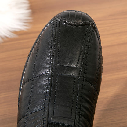 Men's lined black quilted winter slip-on shoes