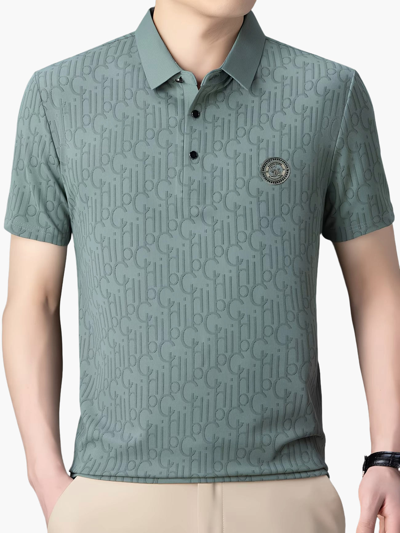 Men's Casual Shirt with Pattern and Classic Notch Collar – Stylish Summer Shirt for Everyday and Leisure Wear