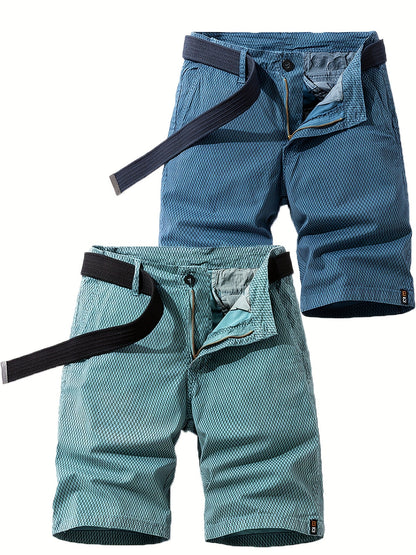 Men's Summer Casual Shorts with Belt – Breathable Regular Fit Bermuda Shorts for Everyday and Outdoor Use