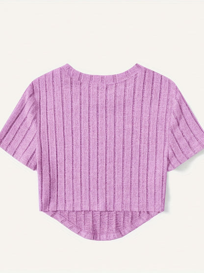 Women's Short-Sleeve Crop Top in Casual Style with Crew Neck – Perfect for Everyday and Leisure