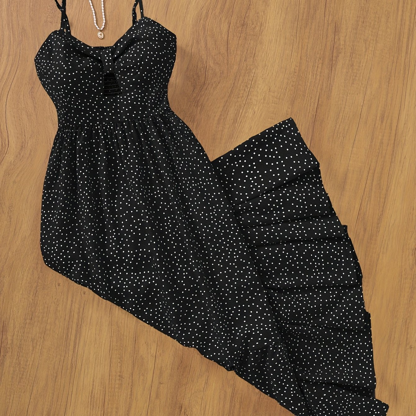 Damen Maxikleid mit Polka Dots und Rüschen – Elegantes Sommerkleid im Vintage-Stil für besondere Anlässe