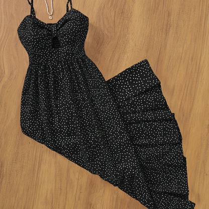 Damen Maxikleid mit Polka Dots und Rüschen – Elegantes Sommerkleid im Vintage-Stil für besondere Anlässe