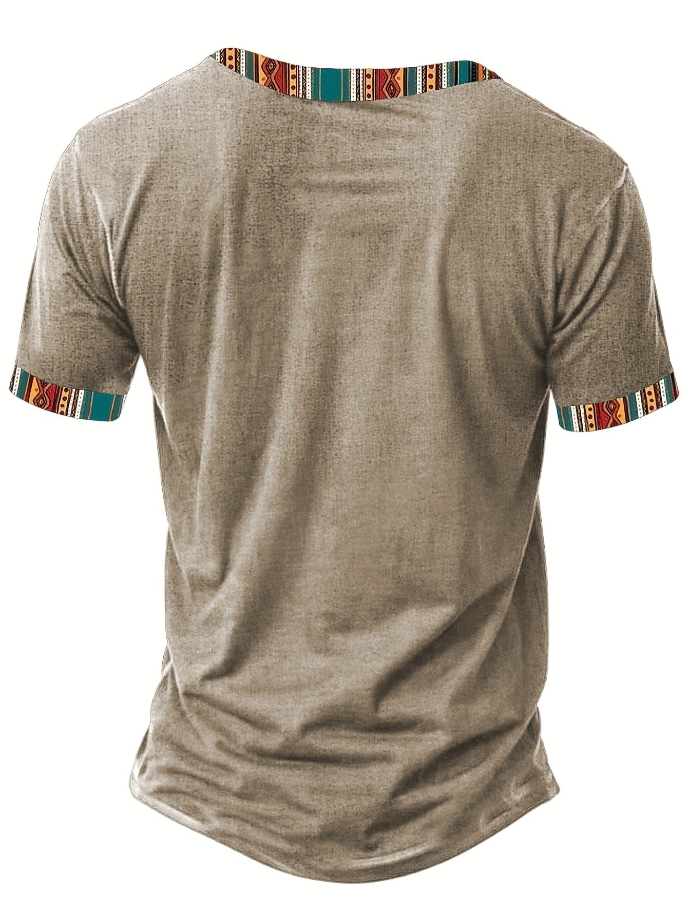 Herren Kurzarm Freizeithemd mit Ethno Muster und V-Ausschnitt – Modernes Sommerhemd für Alltag & Freizeit