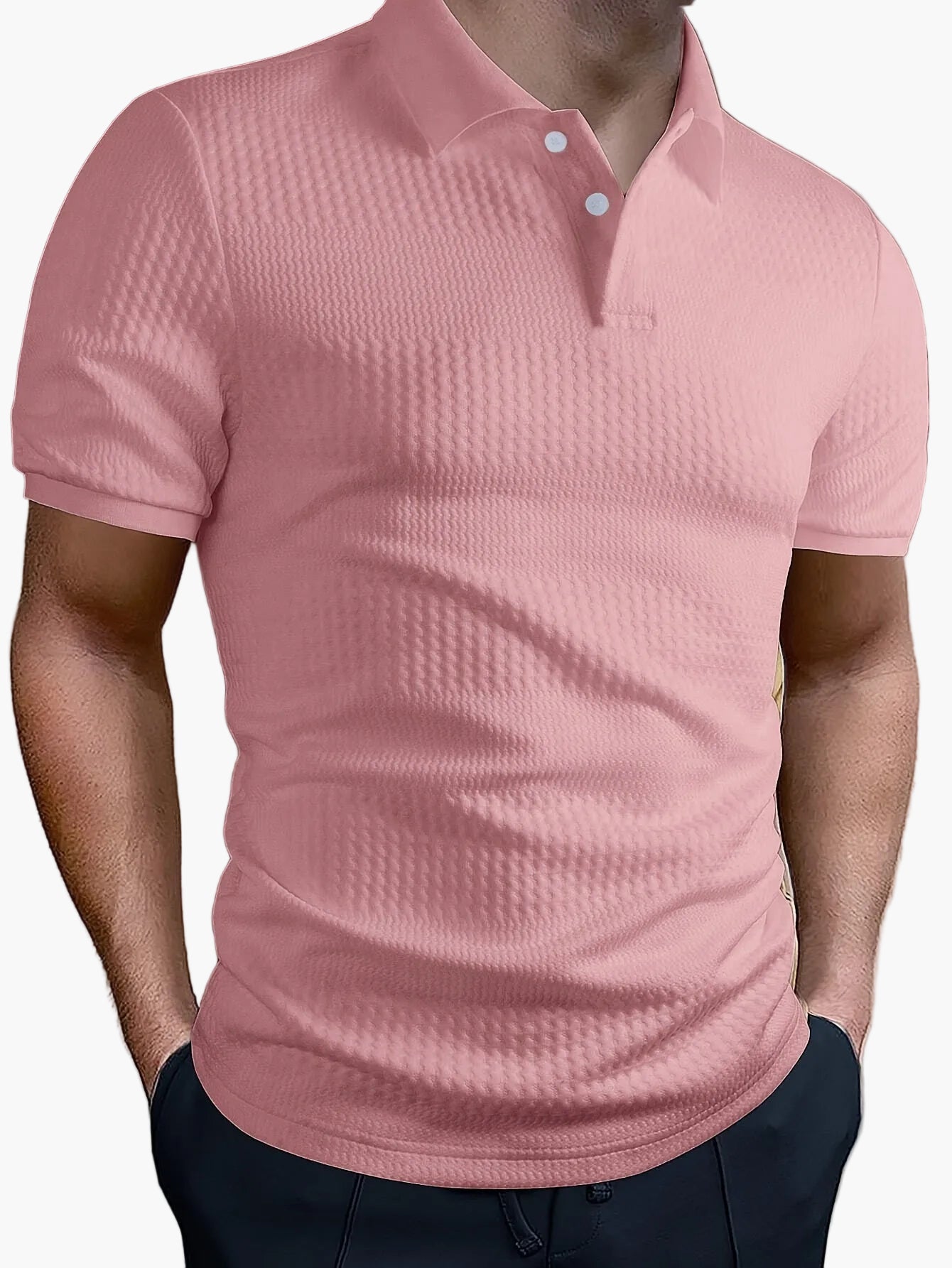 Herren Poloshirt Slim Fit mit Strukturmuster – Casual Sommerstyle